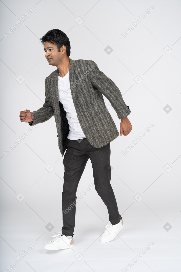 Man in suit walking