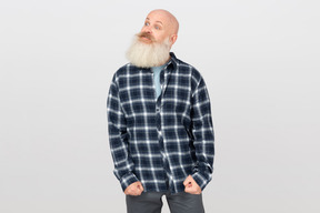 Bearded man looking angrily at someone
