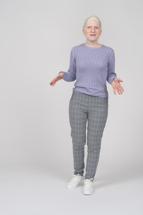 Young woman spreading arms