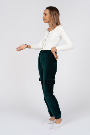 Woman in casual clothes standing